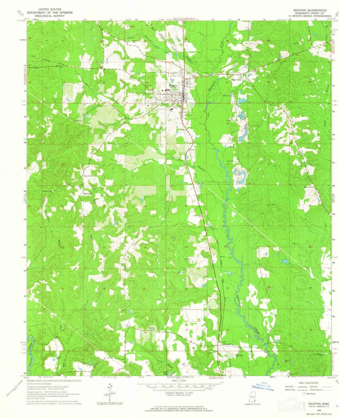 1964 Richton, MS - Mississippi - USGS Topographic Map