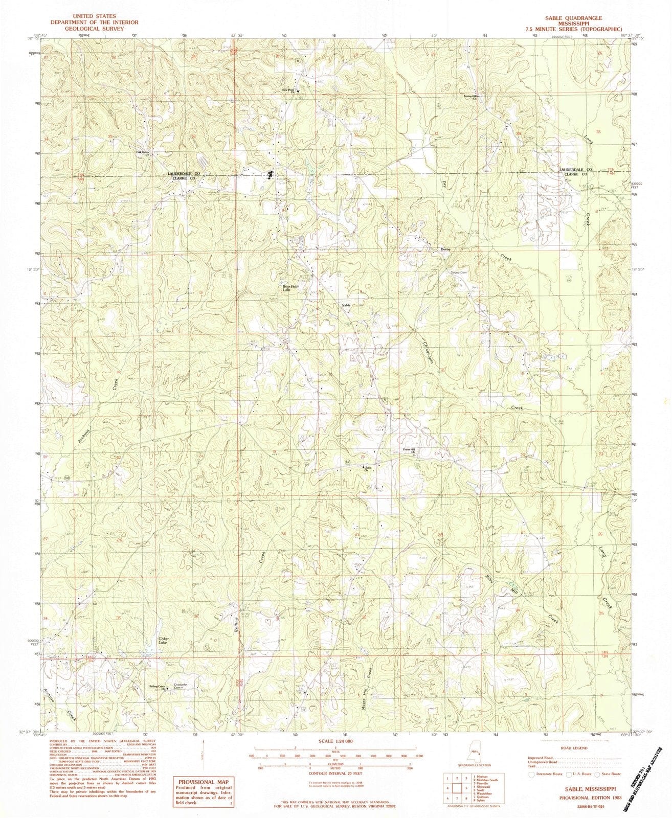 1983 Sable, MS - Mississippi - USGS Topographic Map