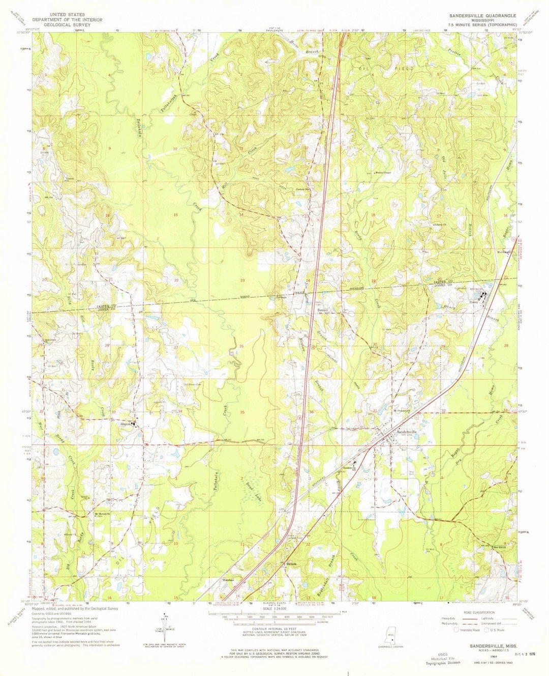 1964 Sandersville, MS - Mississippi - USGS Topographic Map