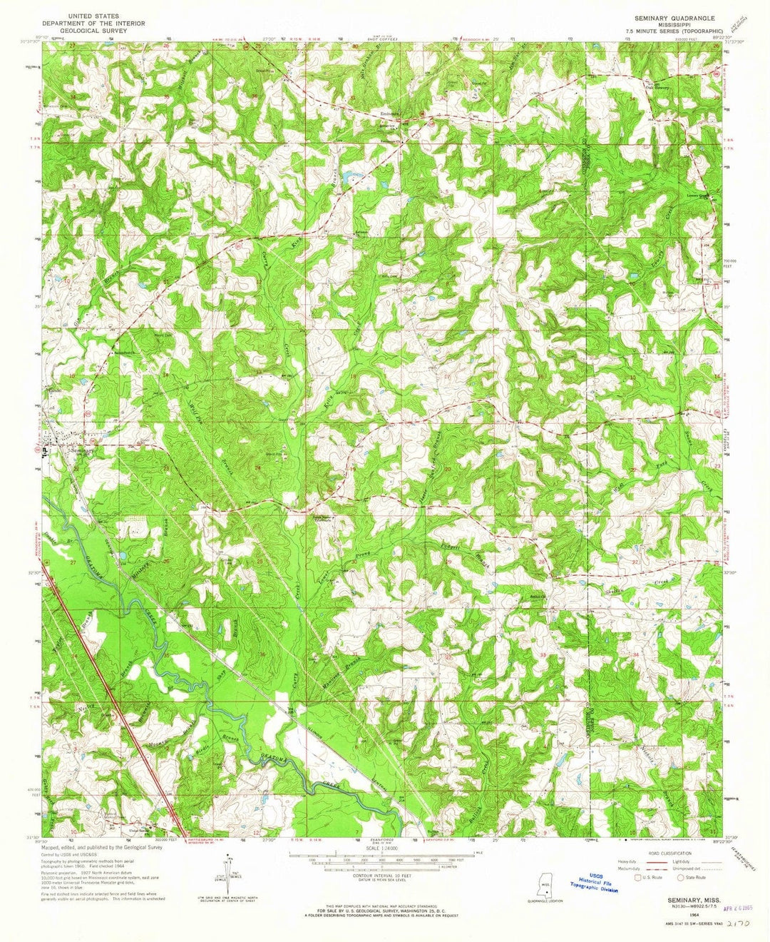 1964 Seminary, MS - Mississippi - USGS Topographic Map