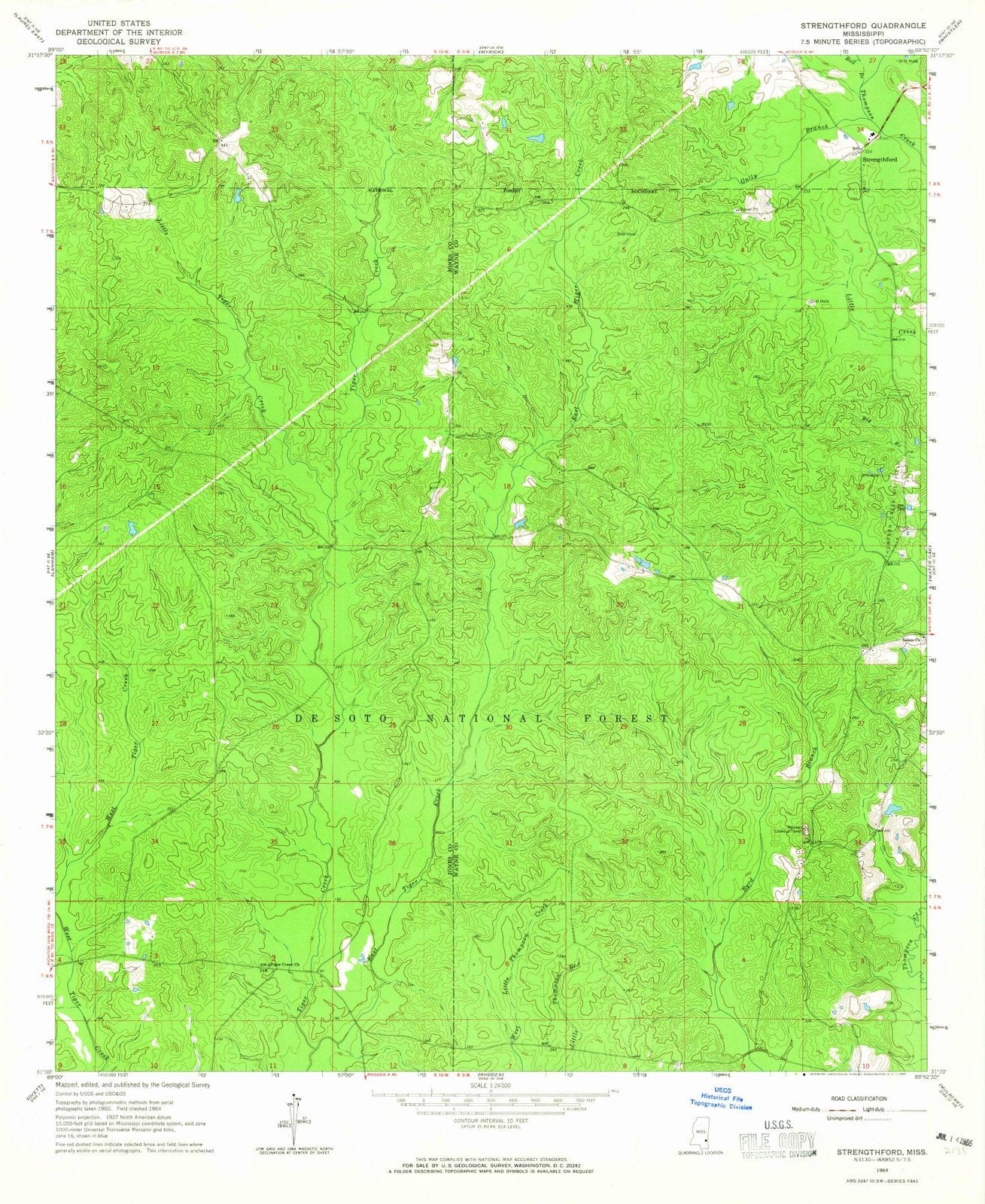 1964 Strengthford, MS - Mississippi - USGS Topographic Map