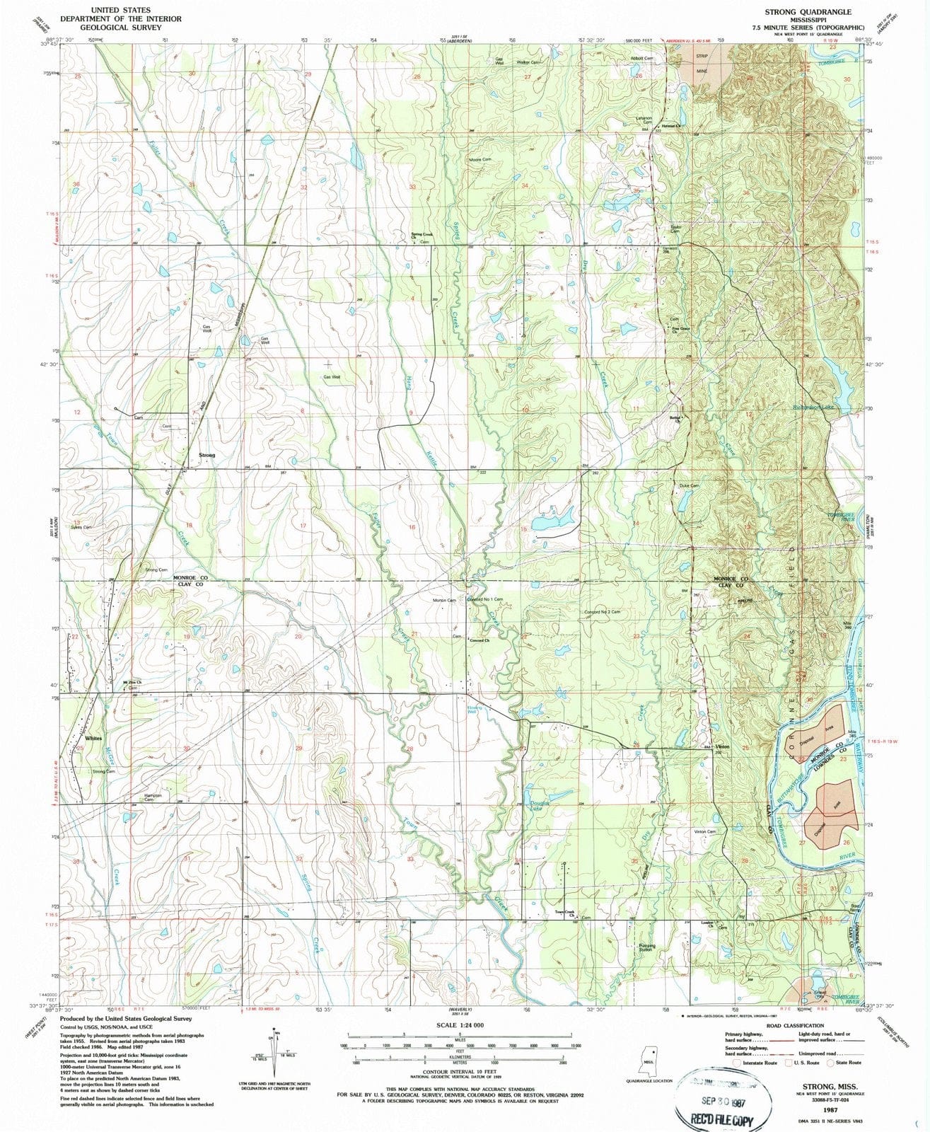 1987 Strong, MS - Mississippi - USGS Topographic Map