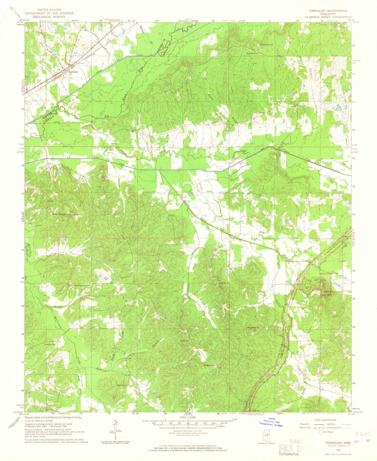 1966 Tomnolen, MS - Mississippi - USGS Topographic Map