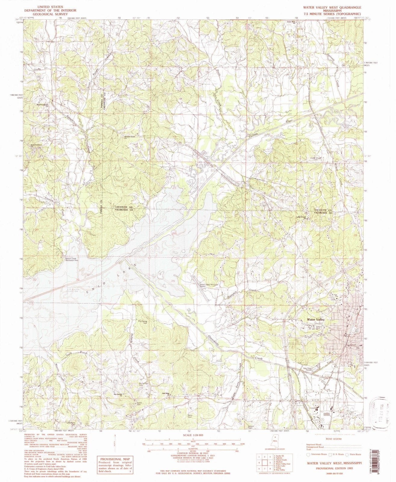 1954 Water Valley West, MS - Mississippi - USGS Topographic Map