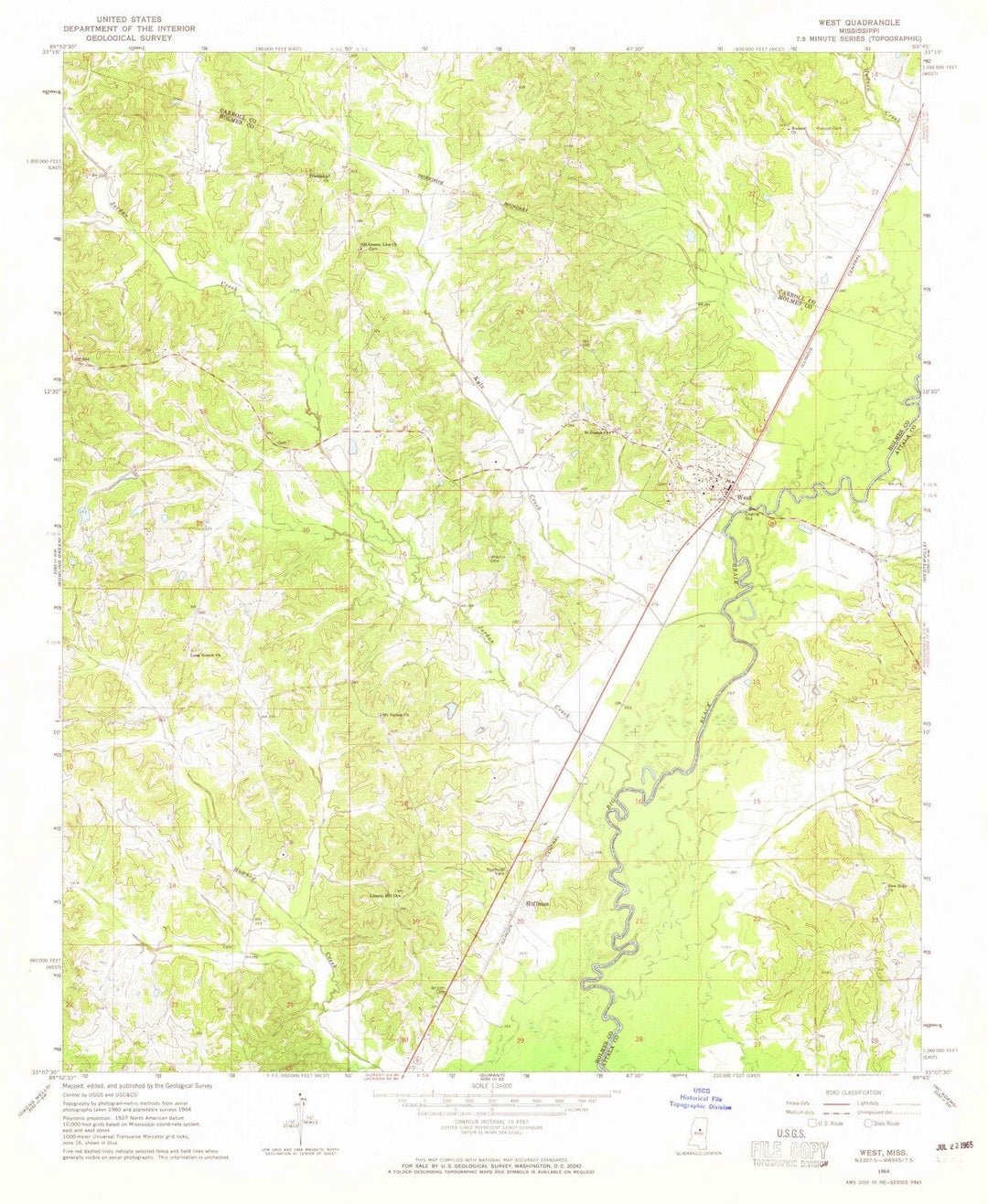 1964 West, MS - Mississippi - USGS Topographic Map