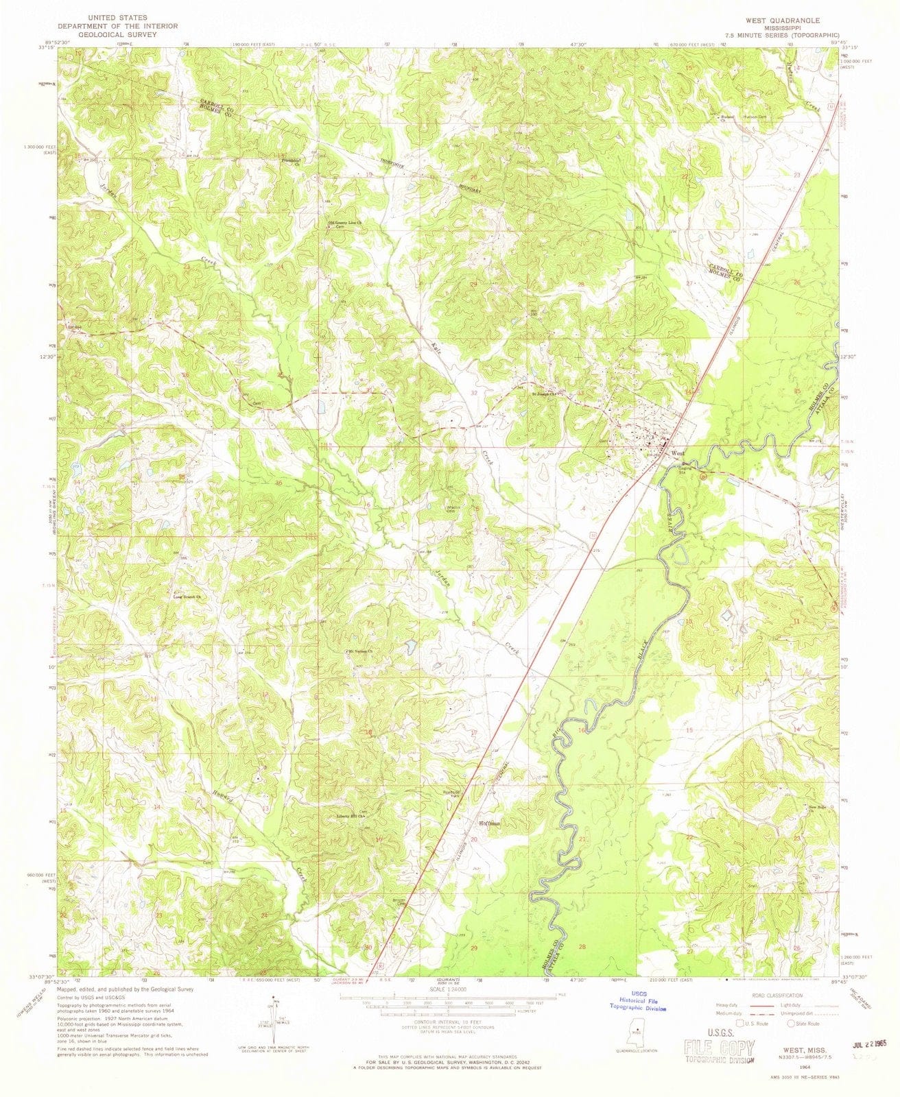 1964 West, MS - Mississippi - USGS Topographic Map