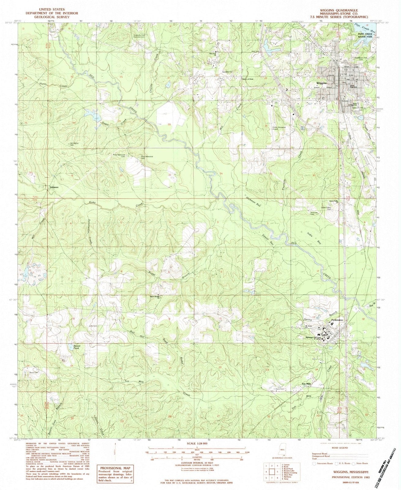 1983 Wiggins, MS - Mississippi - USGS Topographic Map