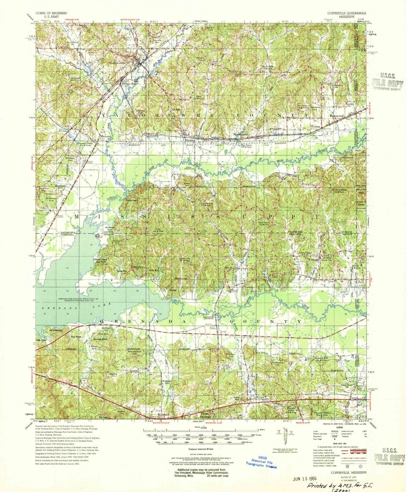 1955 Coffeeville, MS - Mississippi - USGS Topographic Map