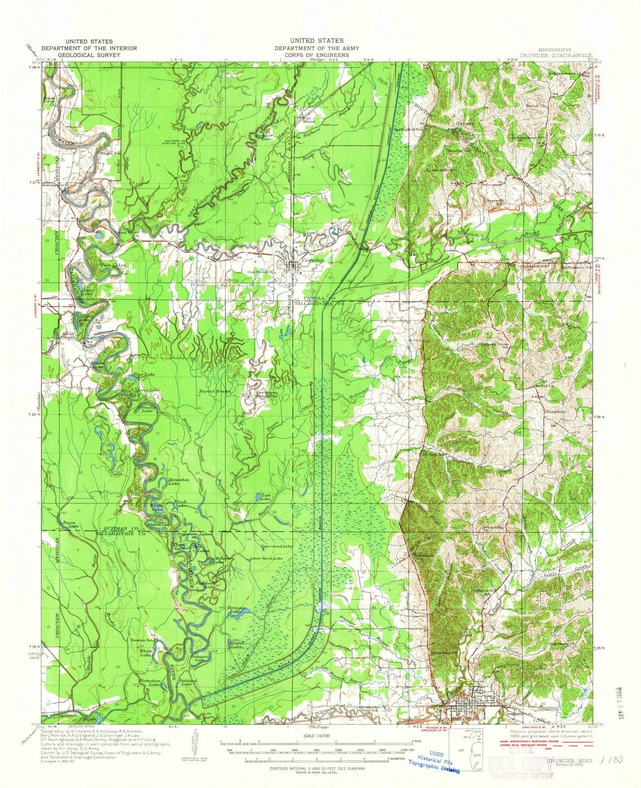 1935 Crowder, MS - Mississippi - USGS Topographic Map
