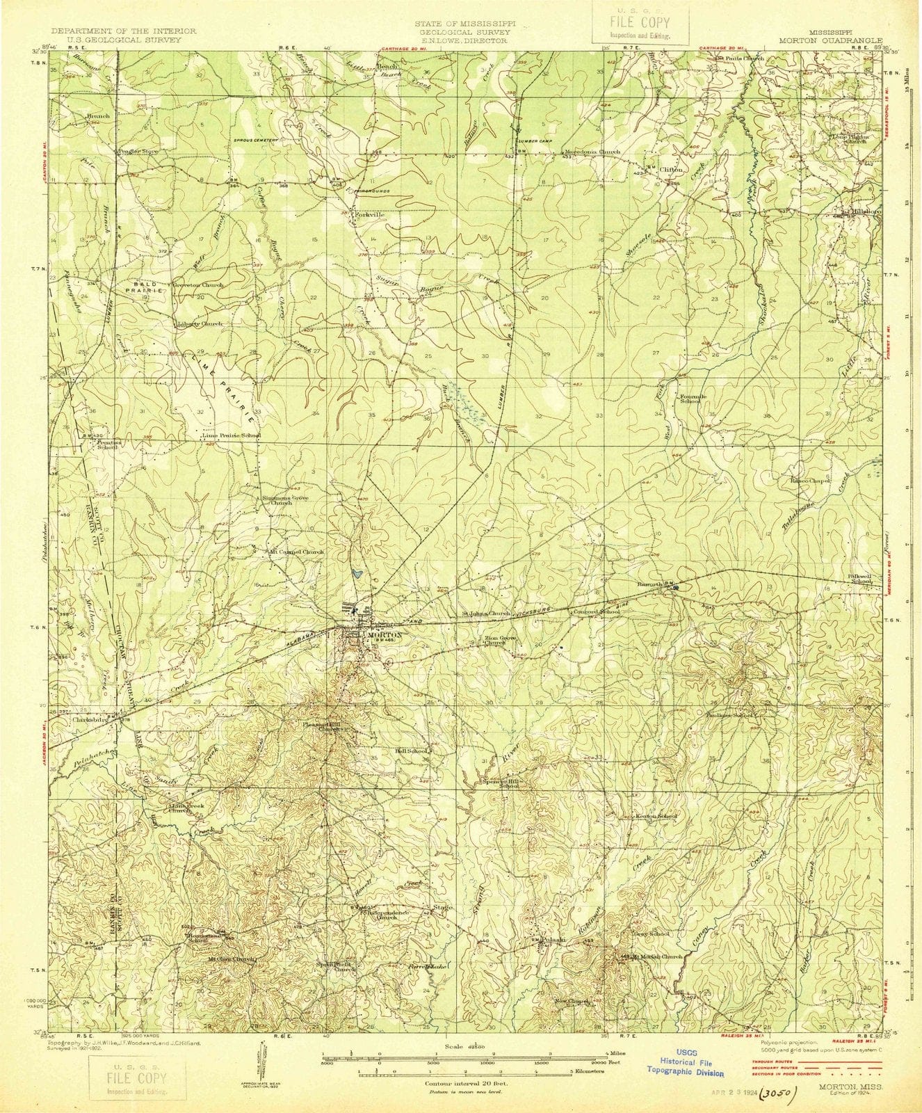 1924 Morton, MS - Mississippi - USGS Topographic Map