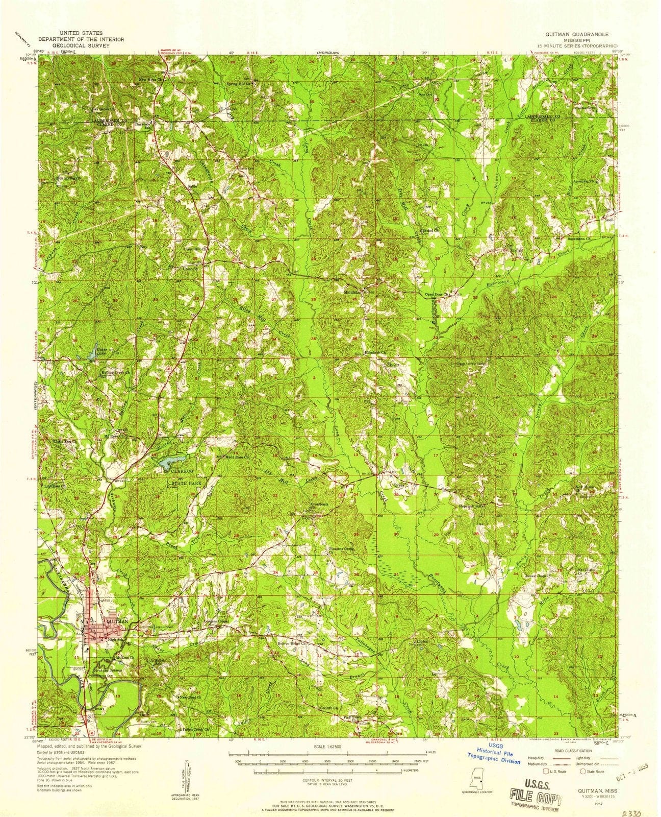 1957 Quitman, MS - Mississippi - USGS Topographic Map
