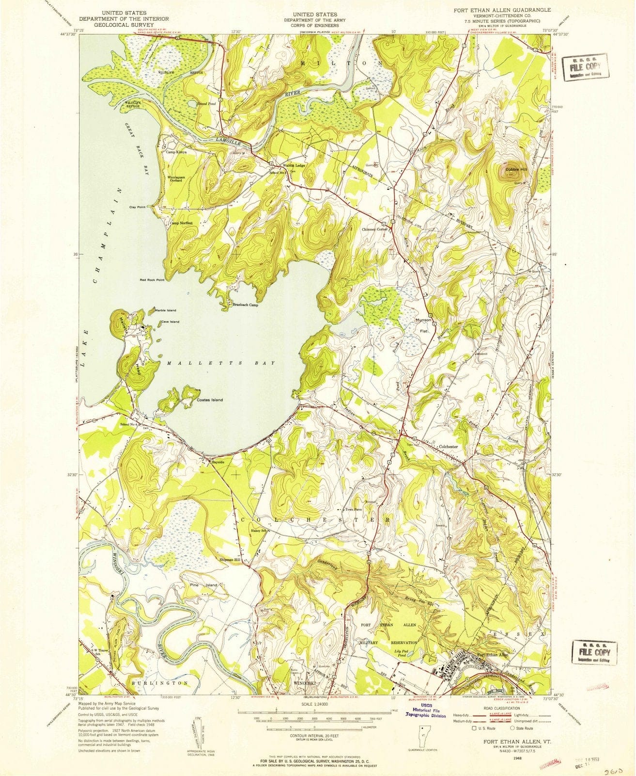 1948 Fort Ethan Allen, VT - Vermont - USGS Topographic Map