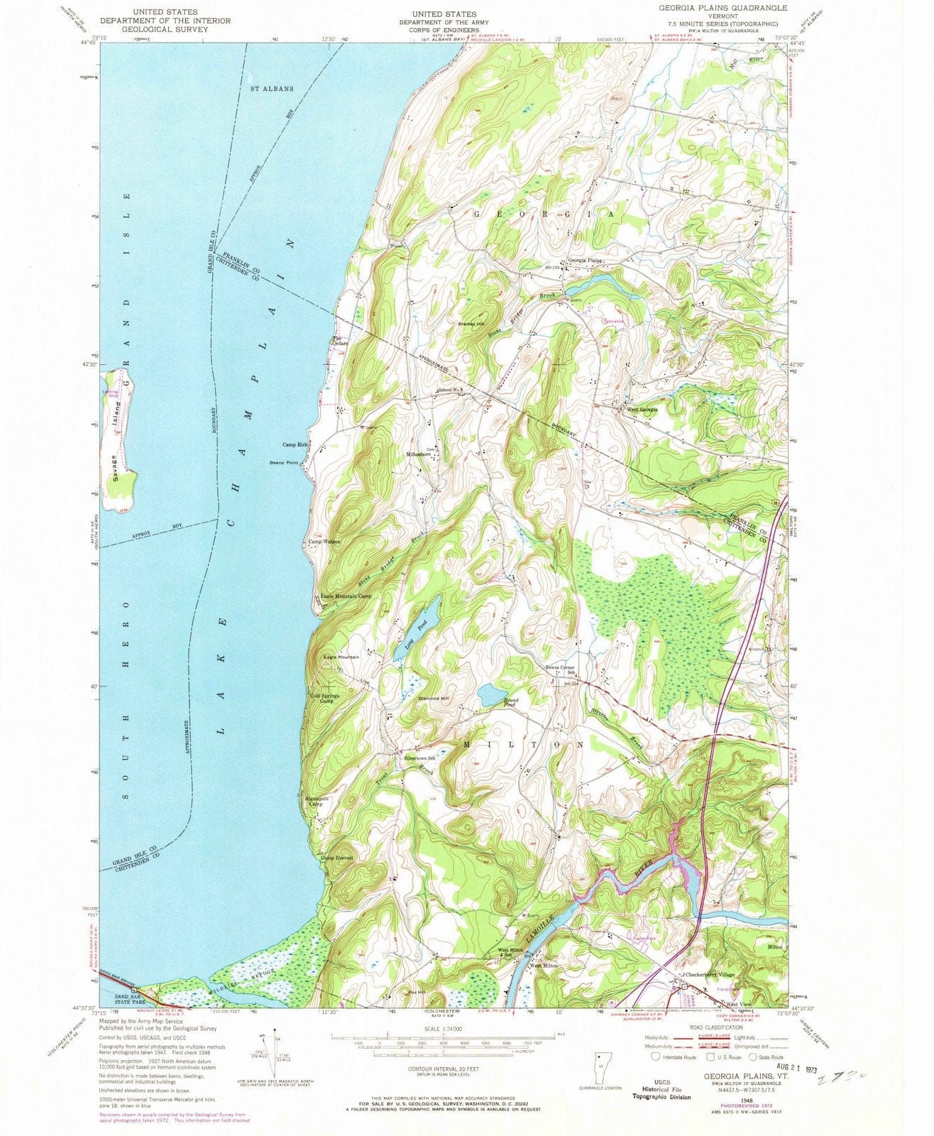 1948 Georgia Plains, VT - Vermont - USGS Topographic Map