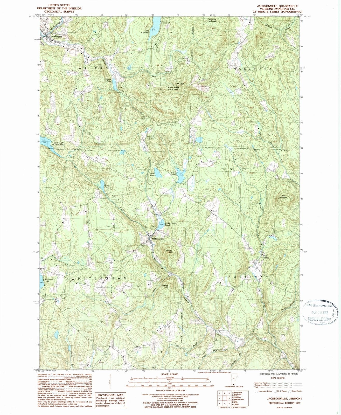 1987 Jacksonville, VT - Vermont - USGS Topographic Map