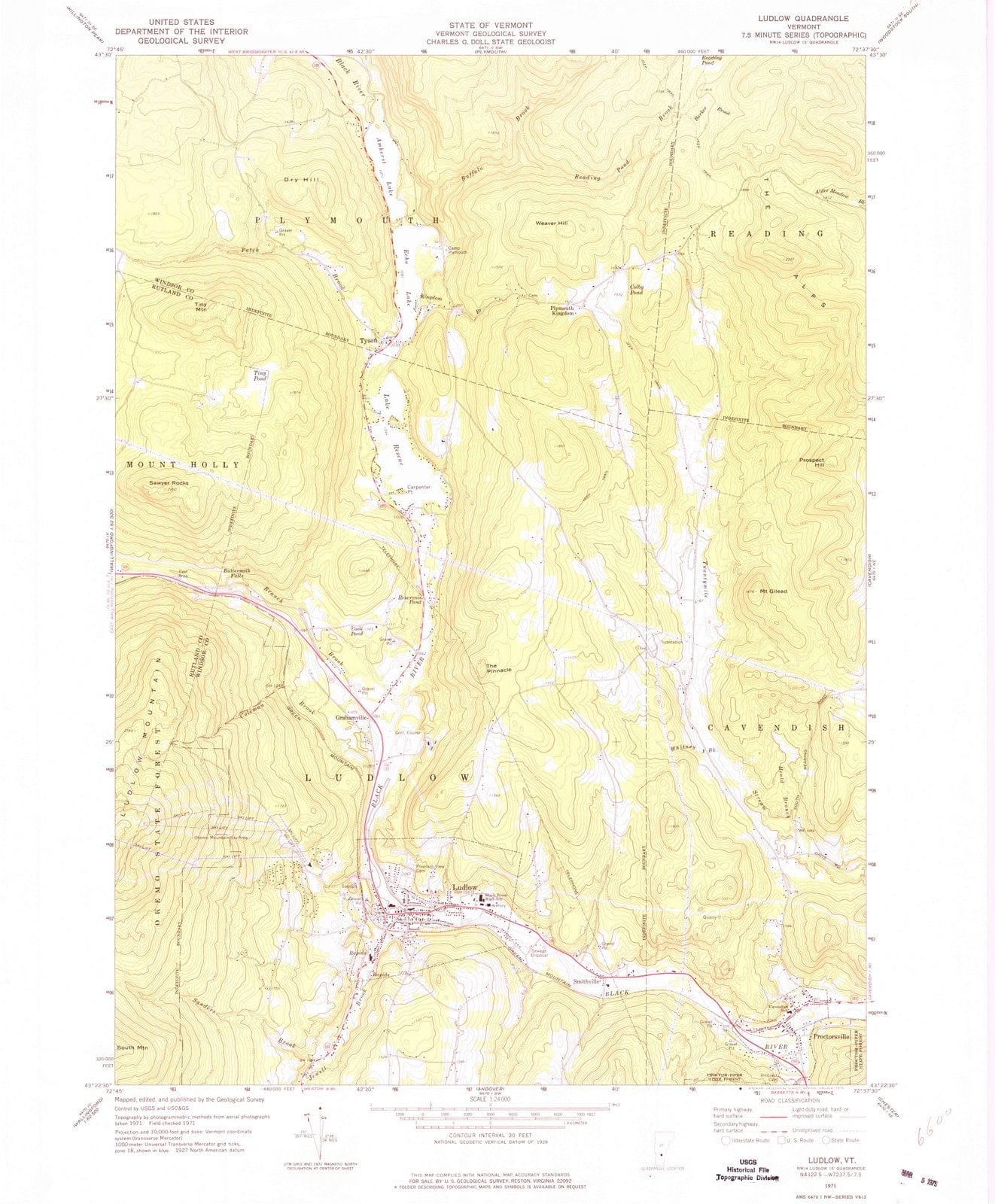 1971 Ludlow, VT - Vermont - USGS Topographic Map