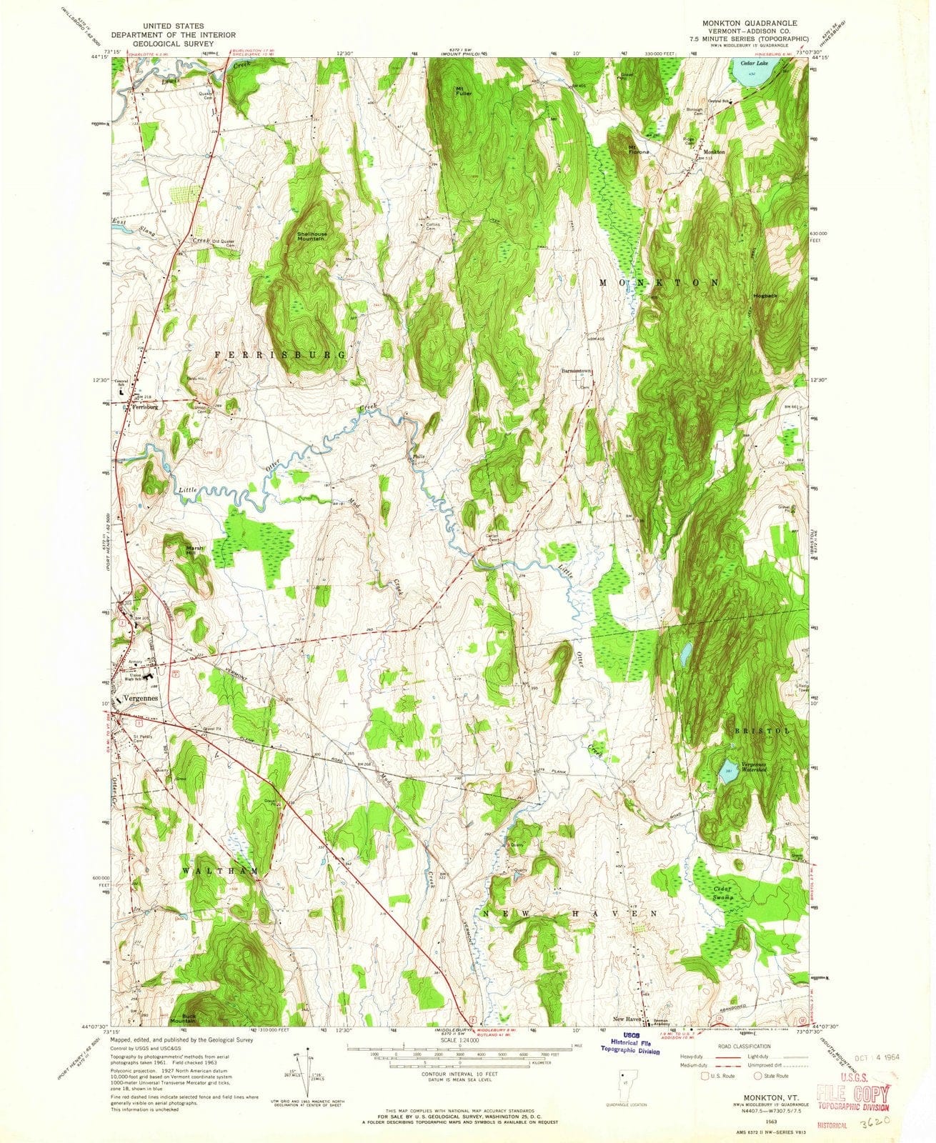 1963 Monkton, VT - Vermont - USGS Topographic Map