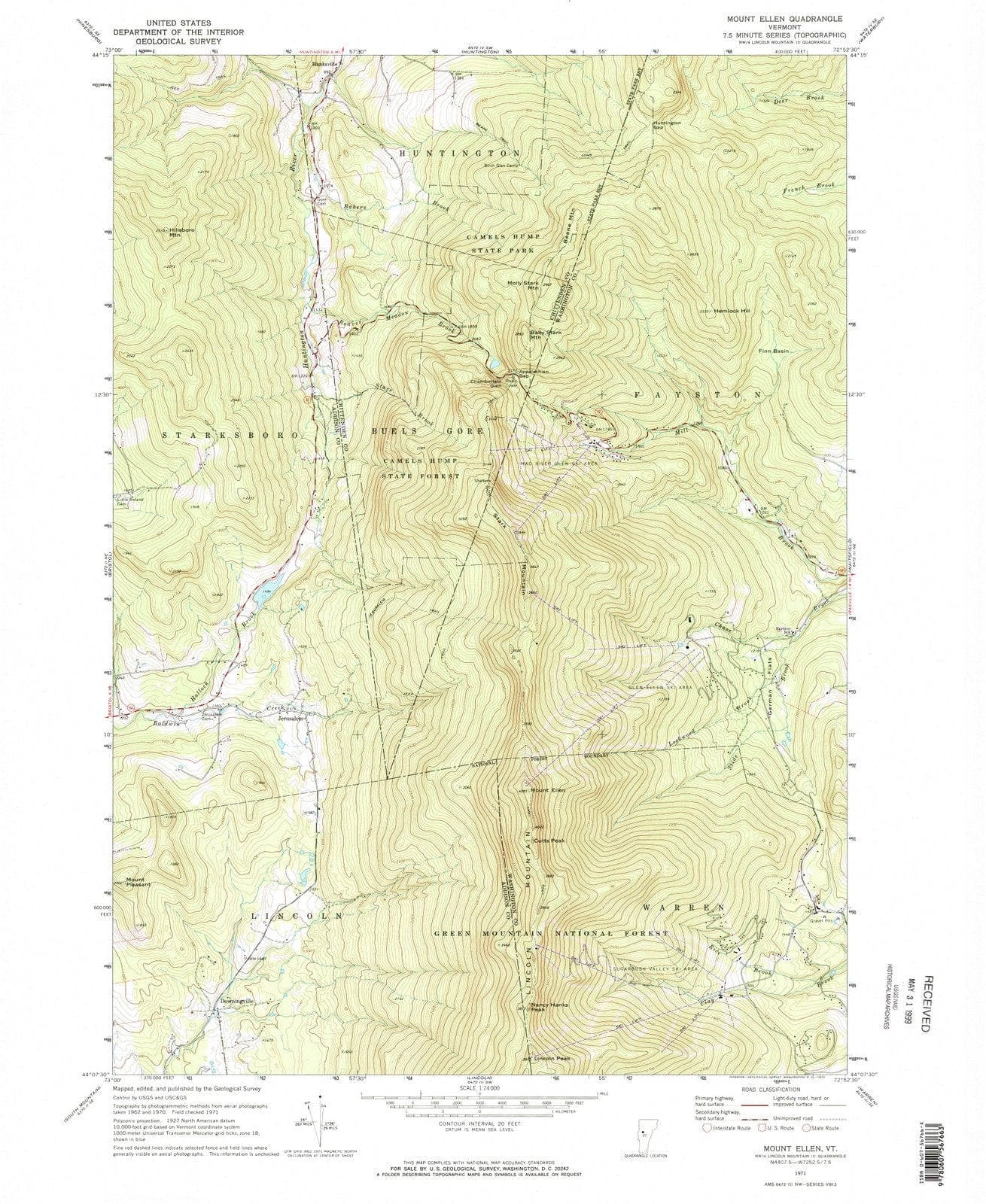 1971 Mount Ellen, VT - Vermont - USGS Topographic Map