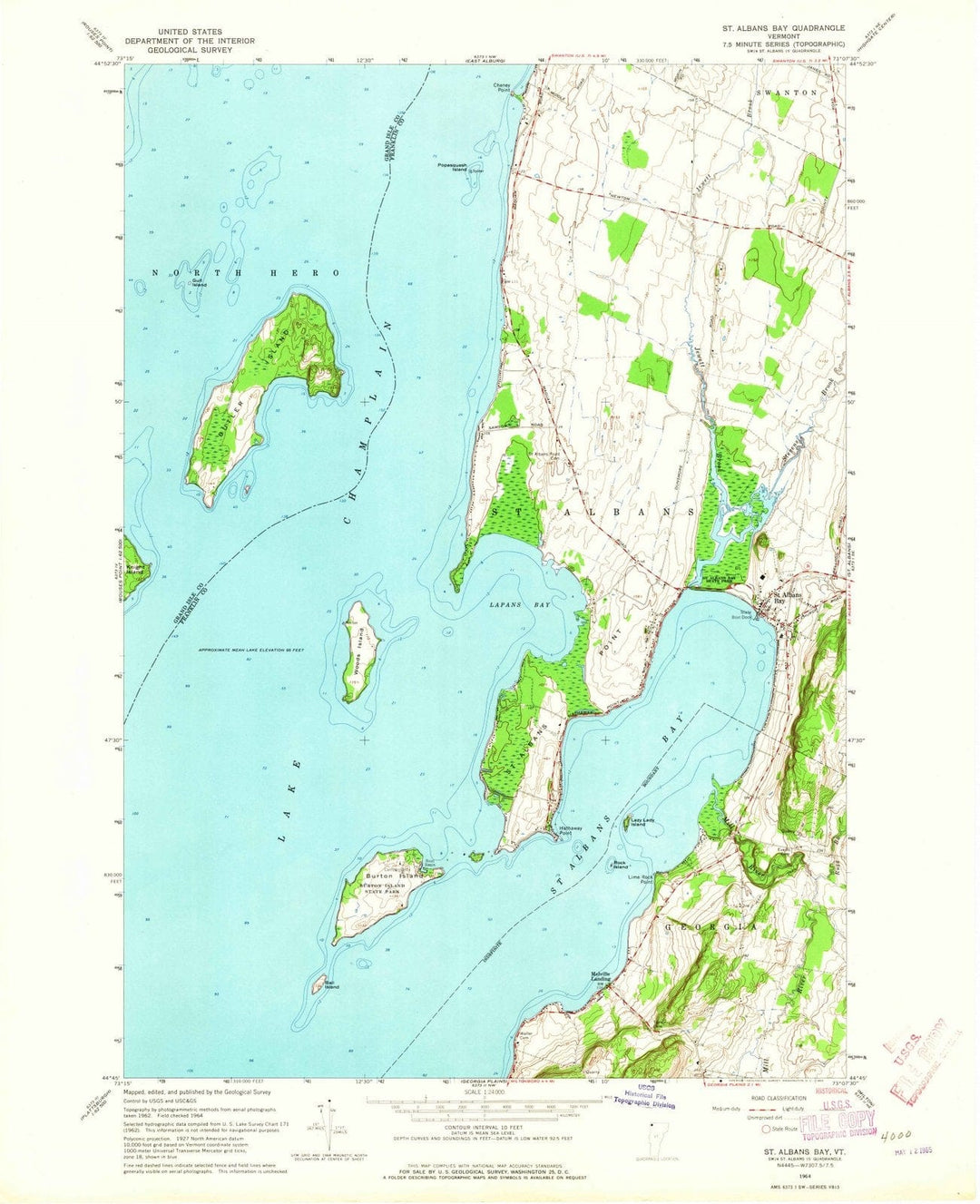 1964 St. Albans Bay, VT - Vermont - USGS Topographic Map