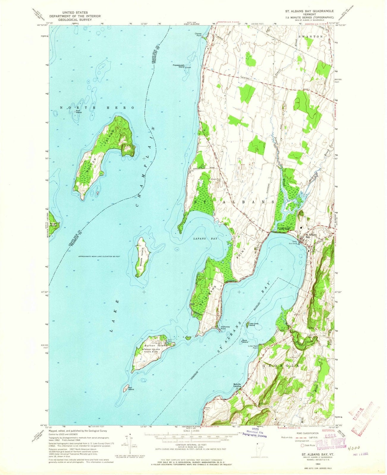 1964 St. Albans Bay, VT - Vermont - USGS Topographic Map