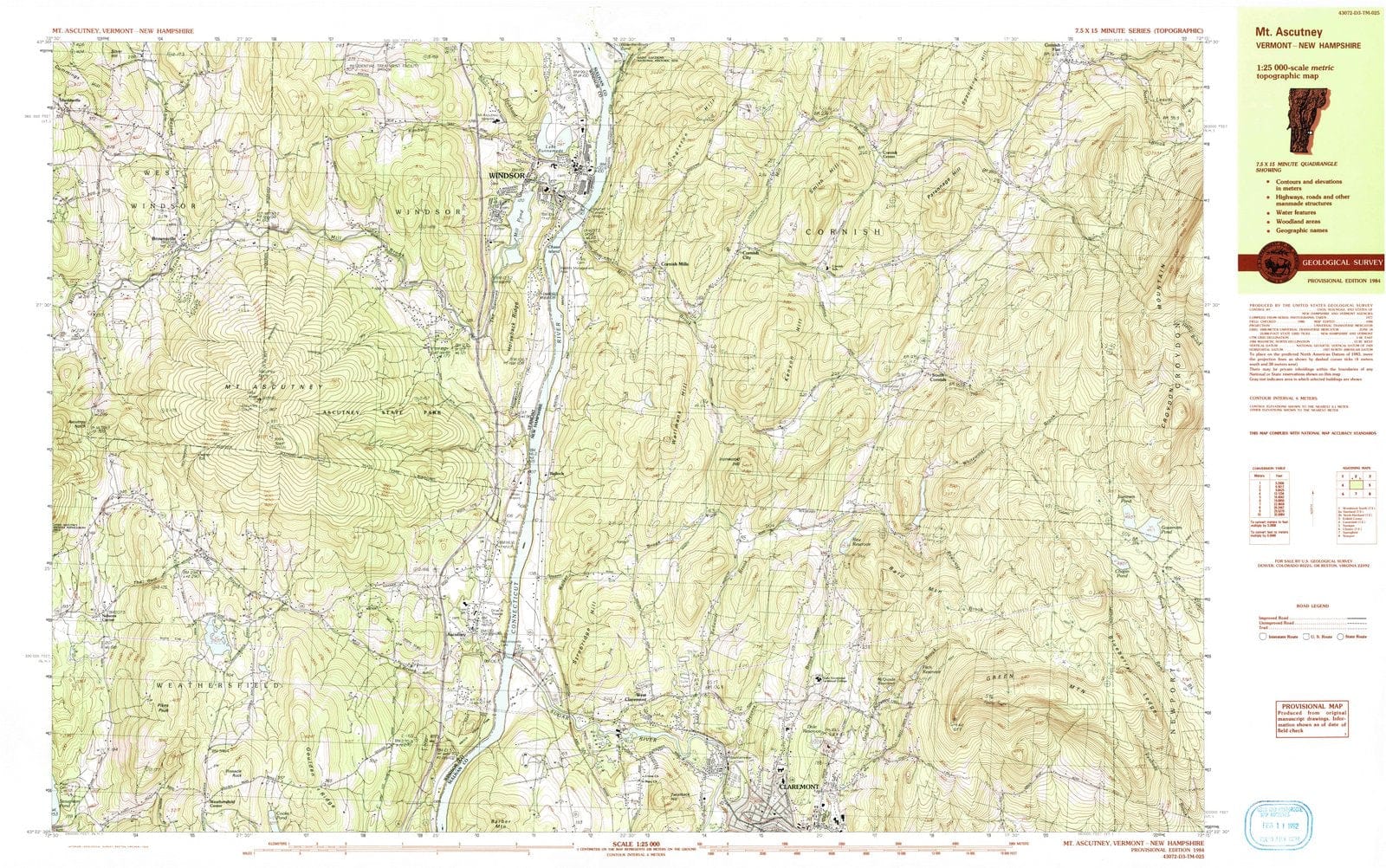 1984 Mt. Ascutney, NH - New Hampshire - USGS Topographic Map