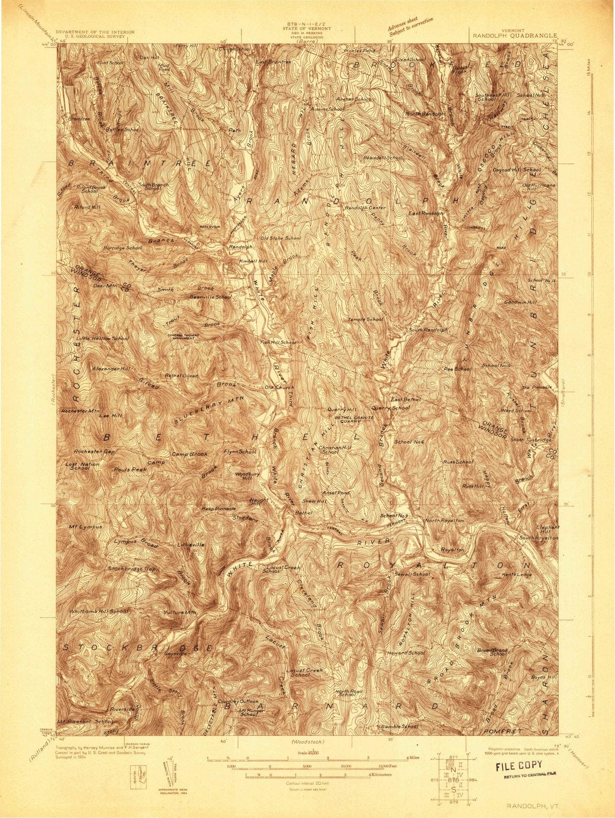 1924 Randolph, VT - Vermont - USGS Topographic Map