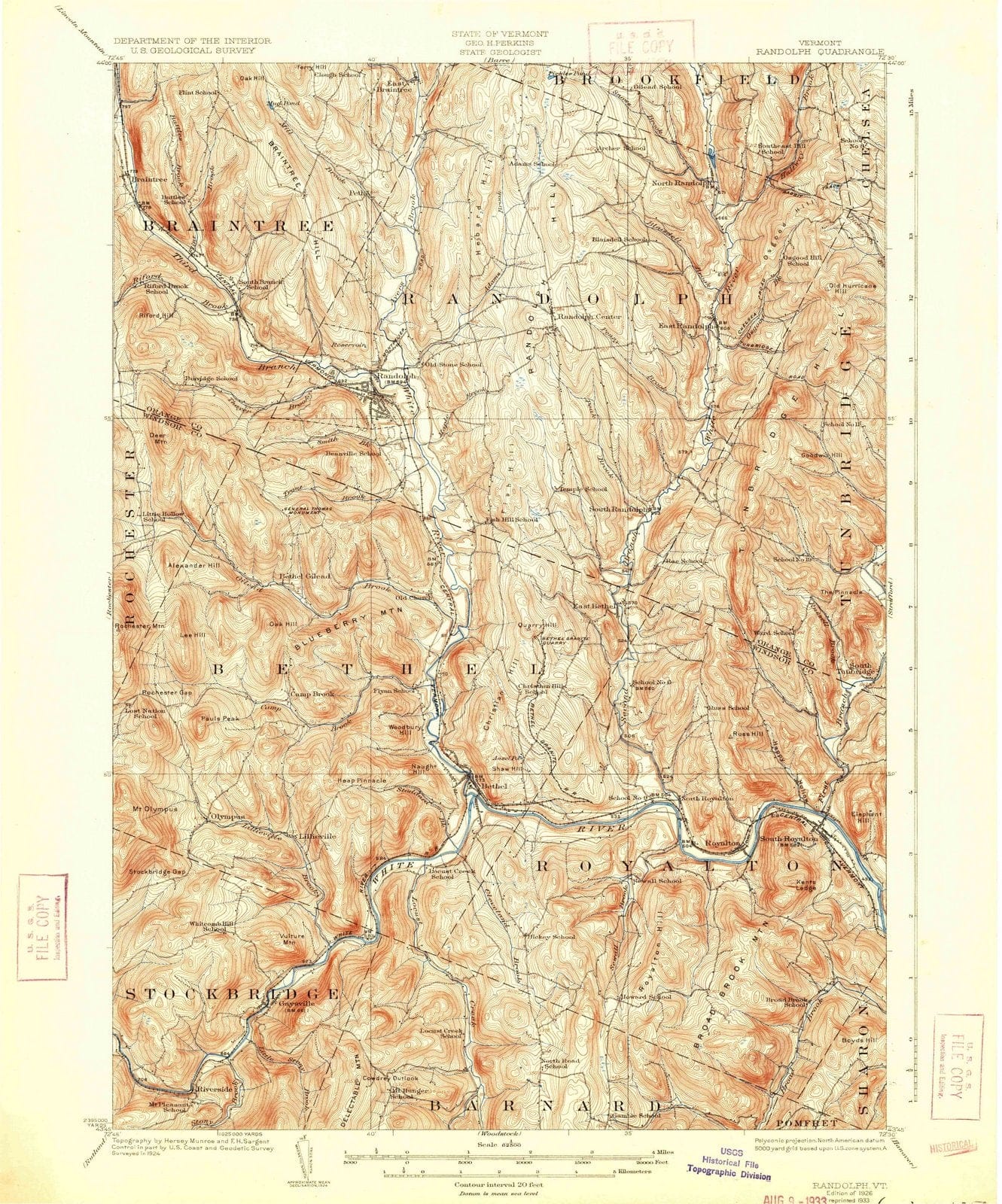 1926 Randolph, VT - Vermont - USGS Topographic Map