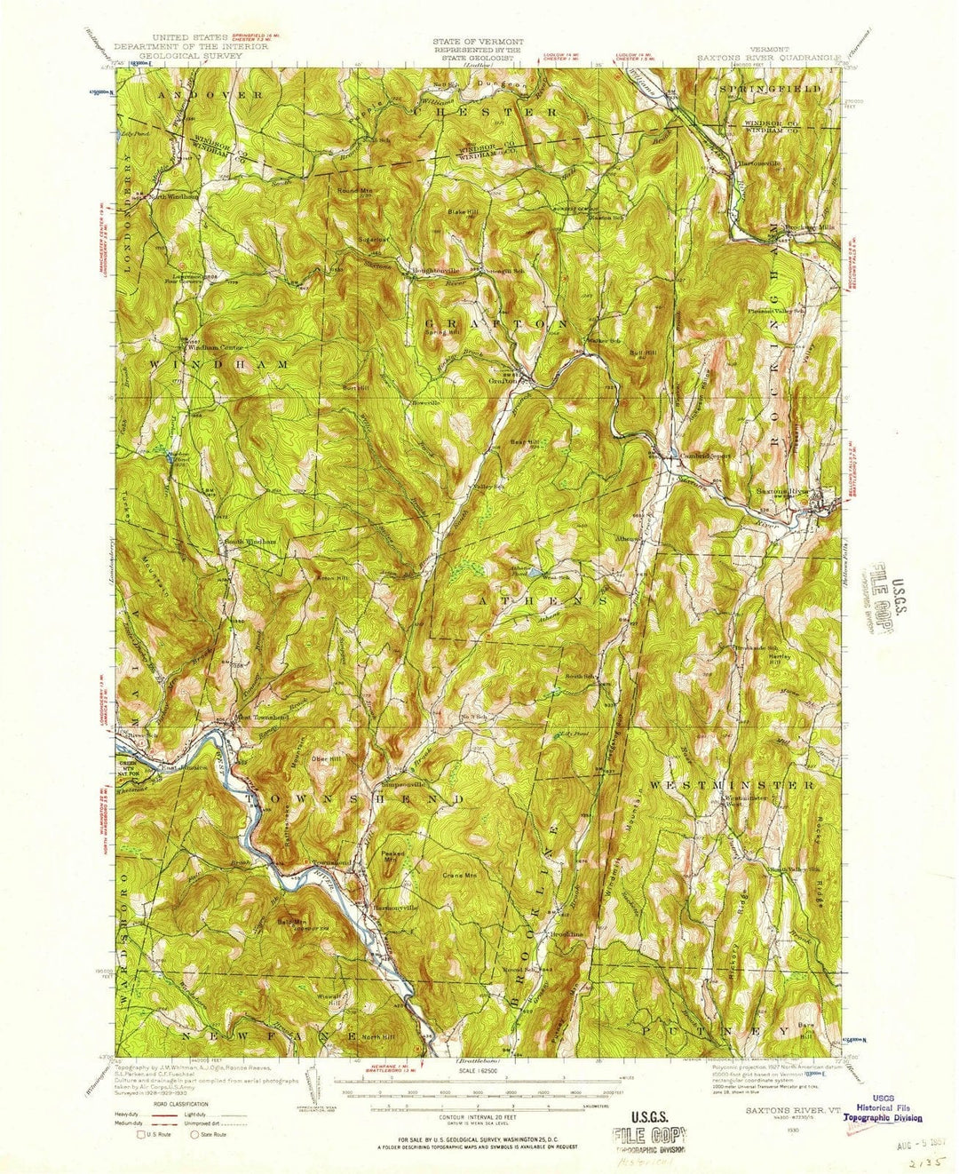 1930 Saxtons River, VT - Vermont - USGS Topographic Map