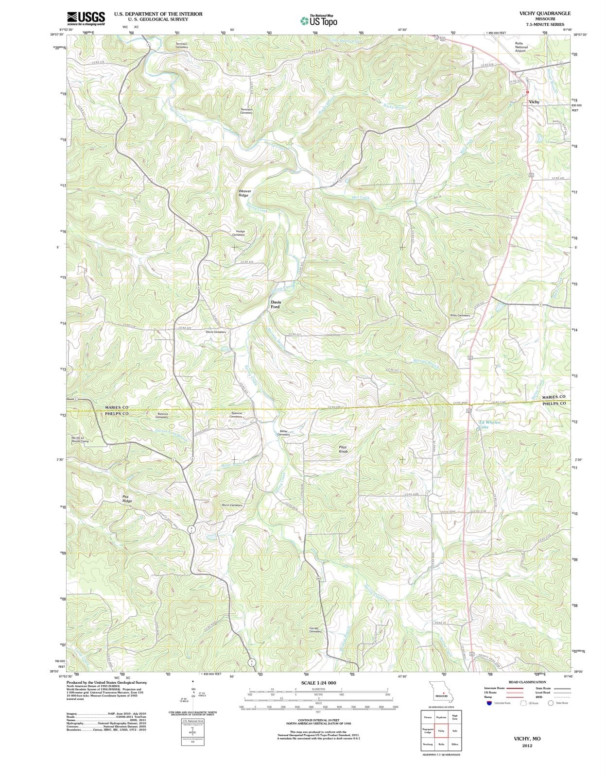 2012 Vichy, MO - Missouri - USGS Topographic Map