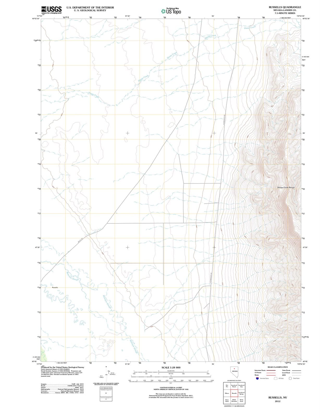 2012 Russells, NV - Nevada - USGS Topographic Map