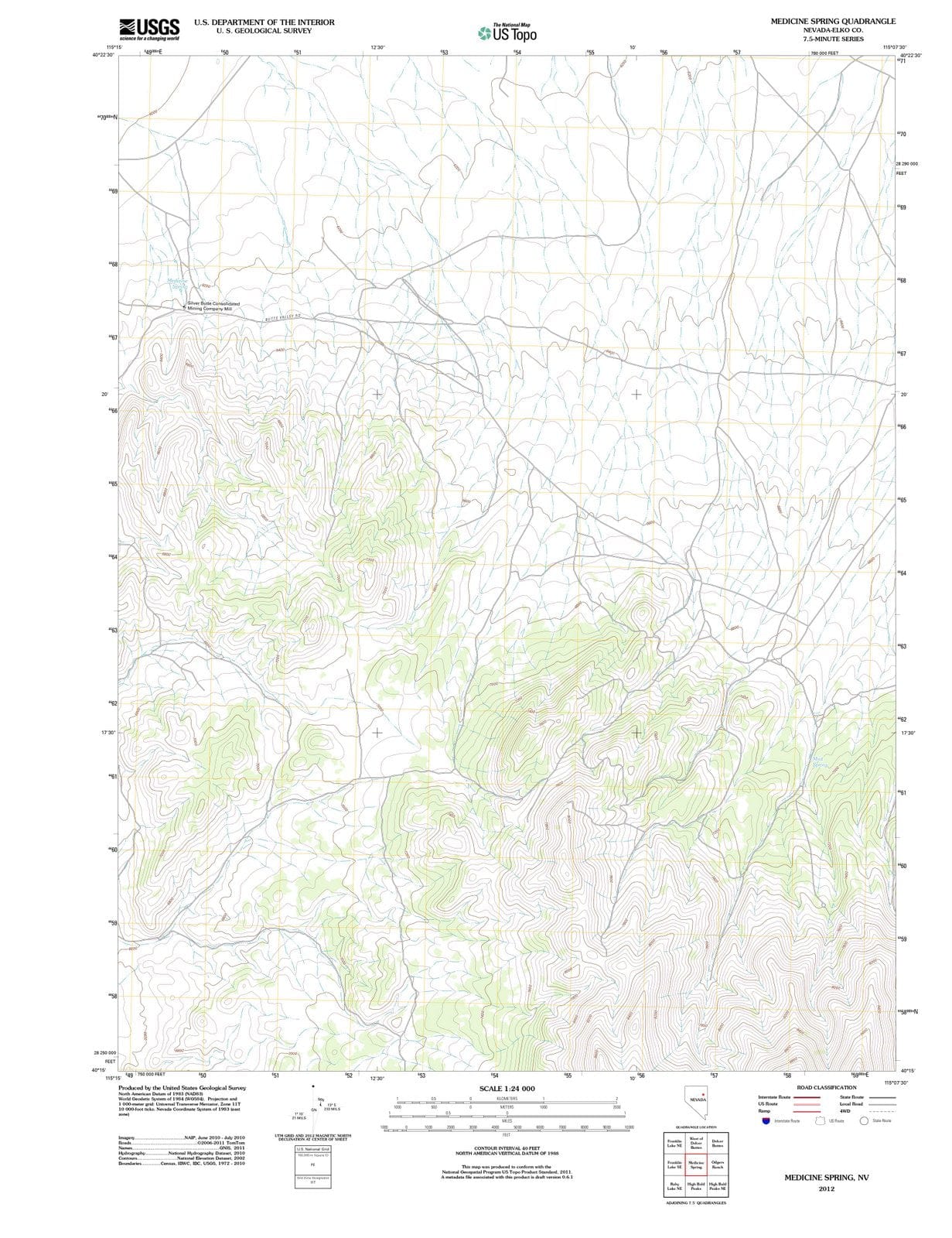 2012 Medicine Spring, NV - Nevada - USGS Topographic Map