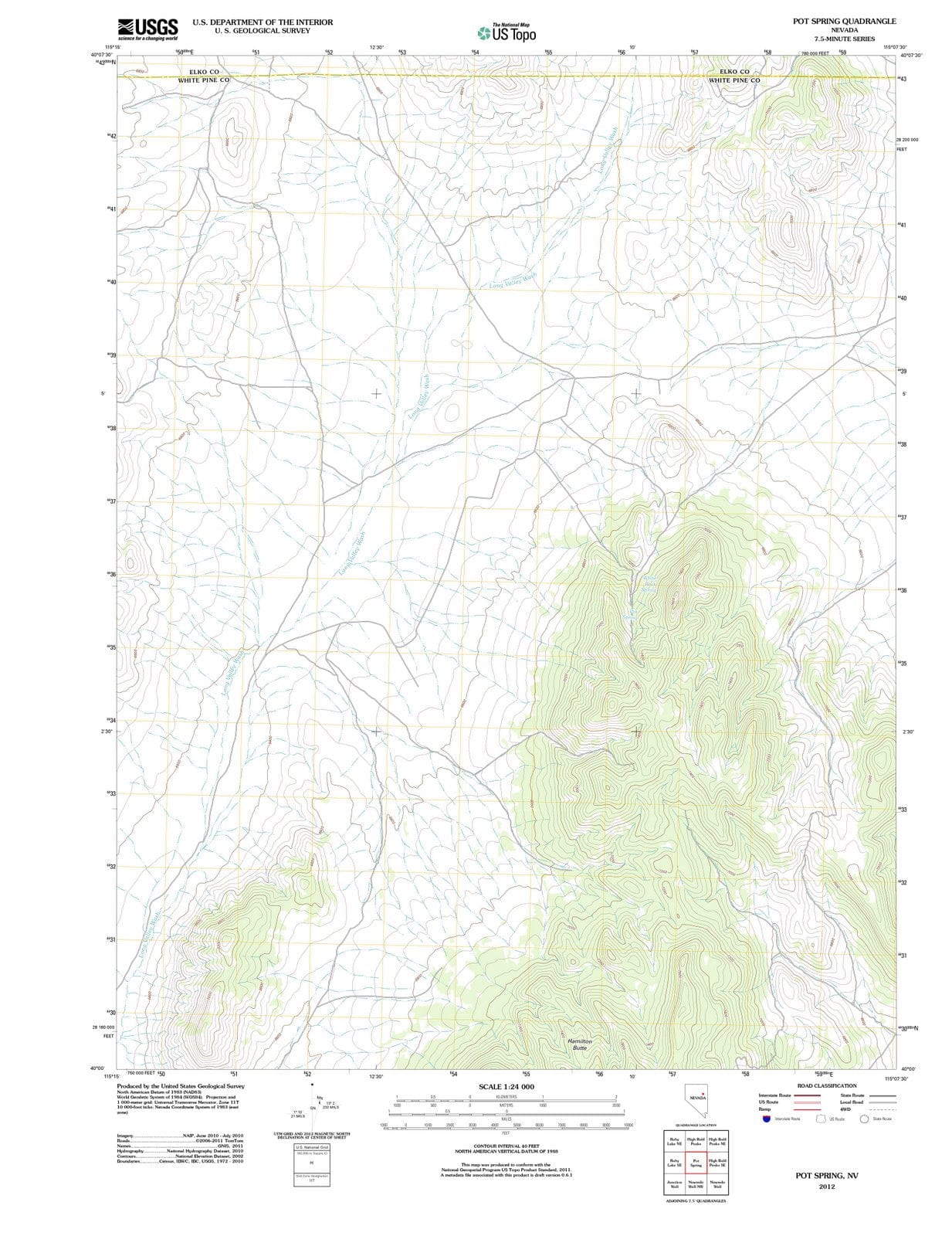 2012 Pot Spring, NV - Nevada - USGS Topographic Map