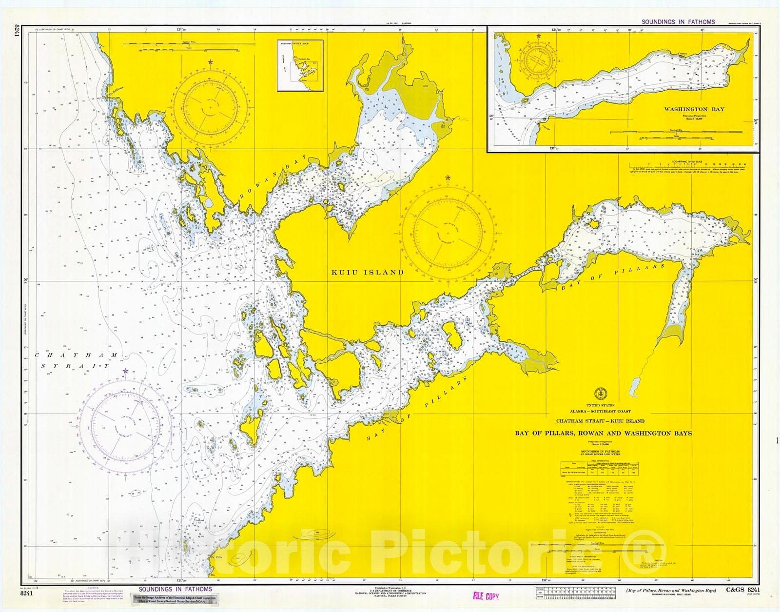 Historic Nautical Map - Bay Of Pillars, Rowan And Washington Bays, 1973 NOAA Chart - Alaska (AK) - Vintage Wall Art