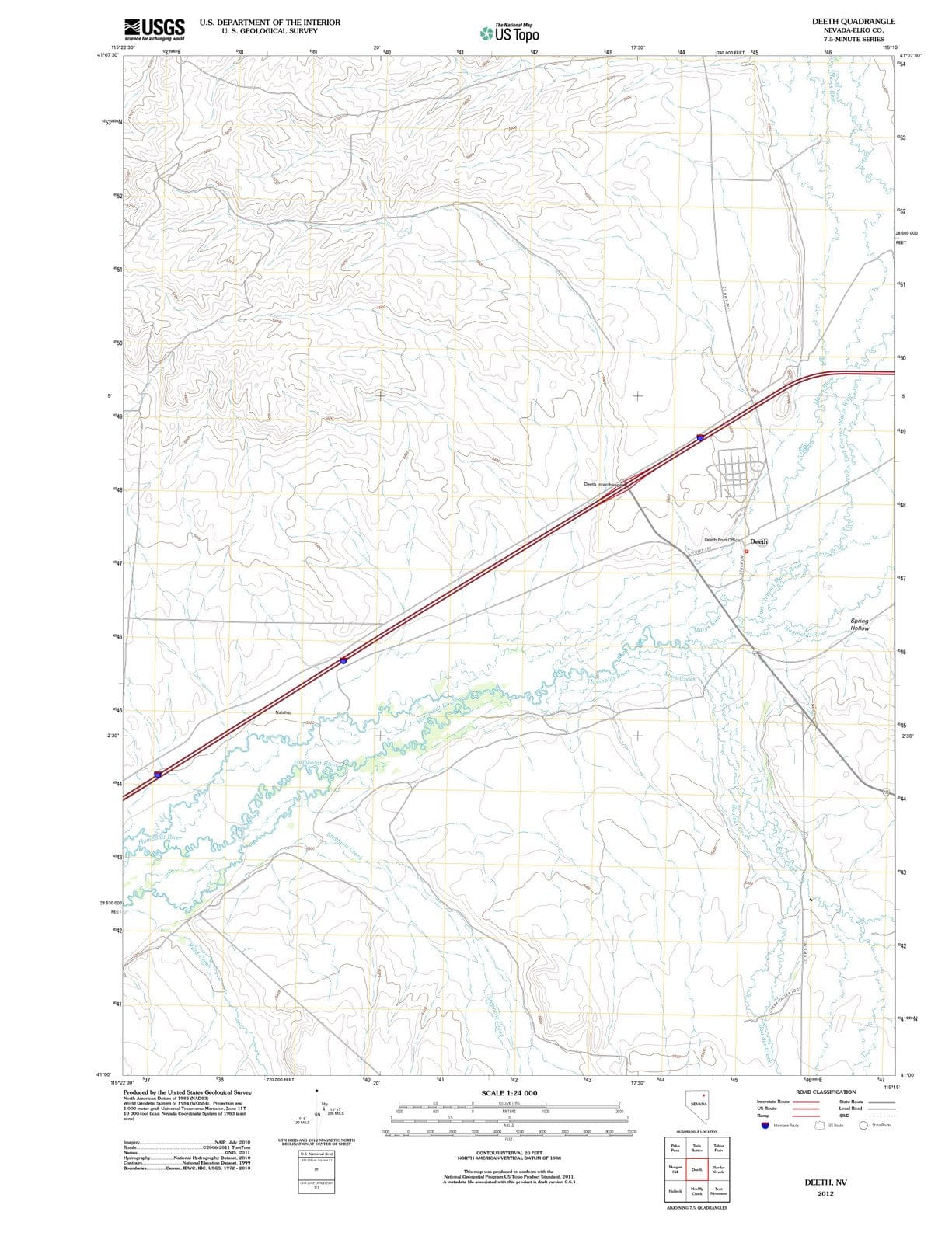2012 Deeth, NV - Nevada - USGS Topographic Map