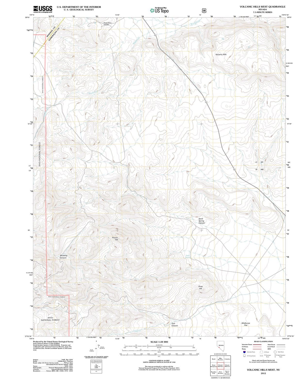 2012 Volcanic Hills West, NV - Nevada - USGS Topographic Map