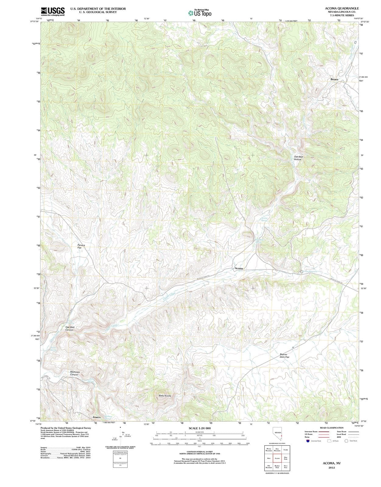 2012 Acoma, NV - Nevada - USGS Topographic Map