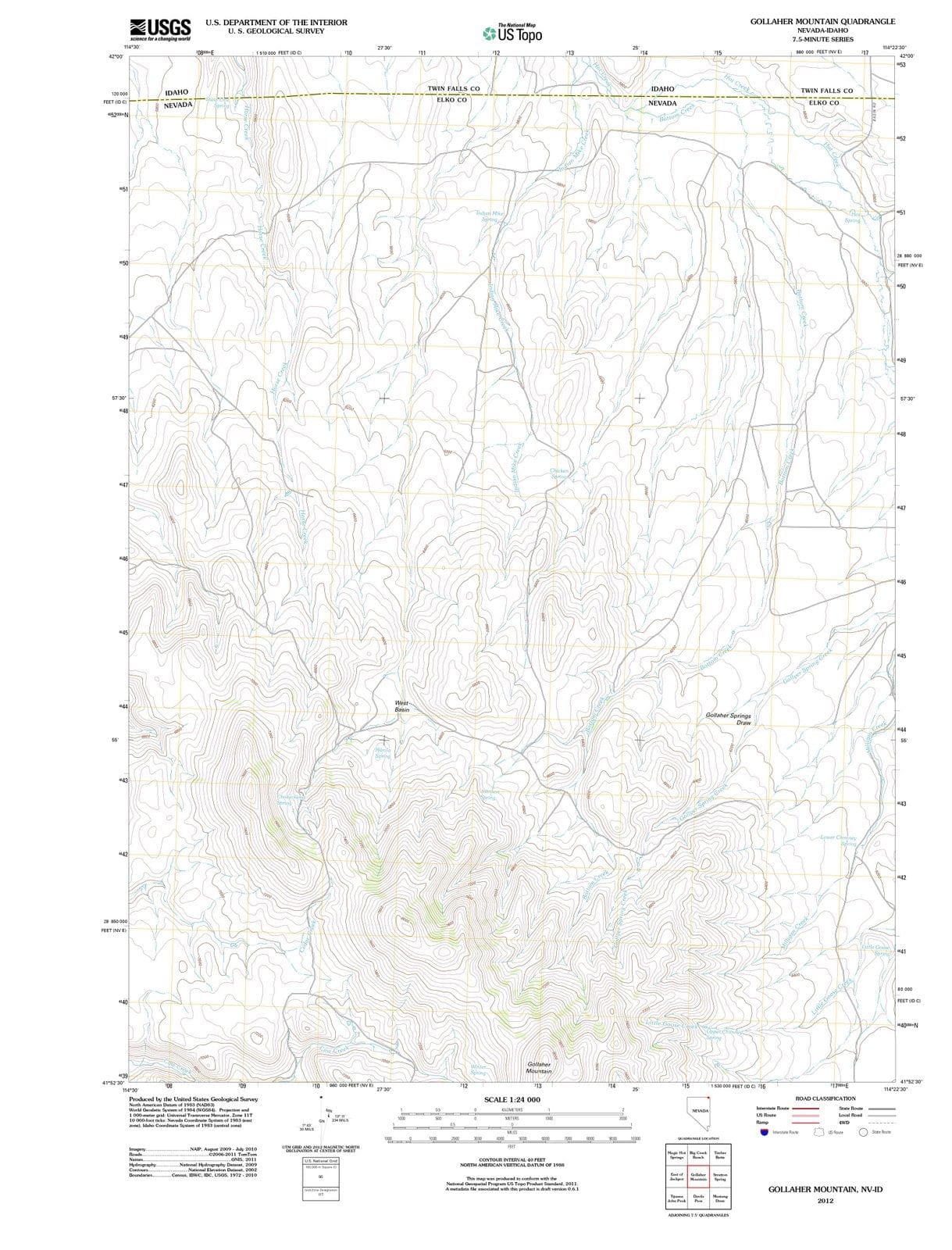2012 Gollaher Mountain, NV - Nevada - USGS Topographic Map