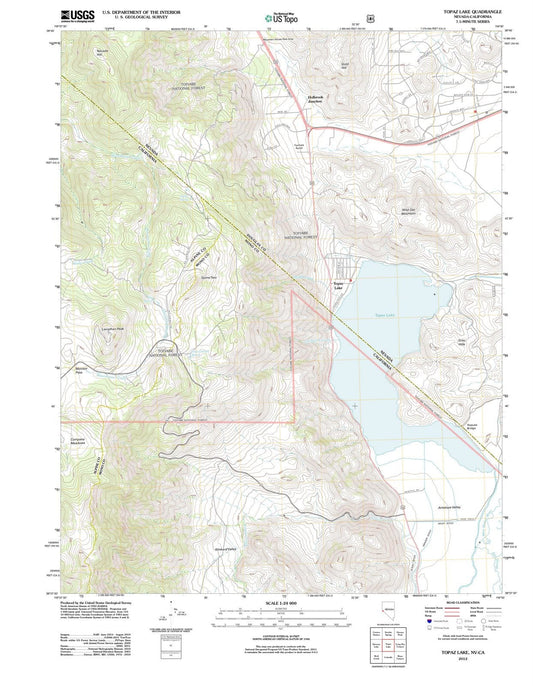 2012 Topaz Lake, NV - Nevada - USGS Topographic Map