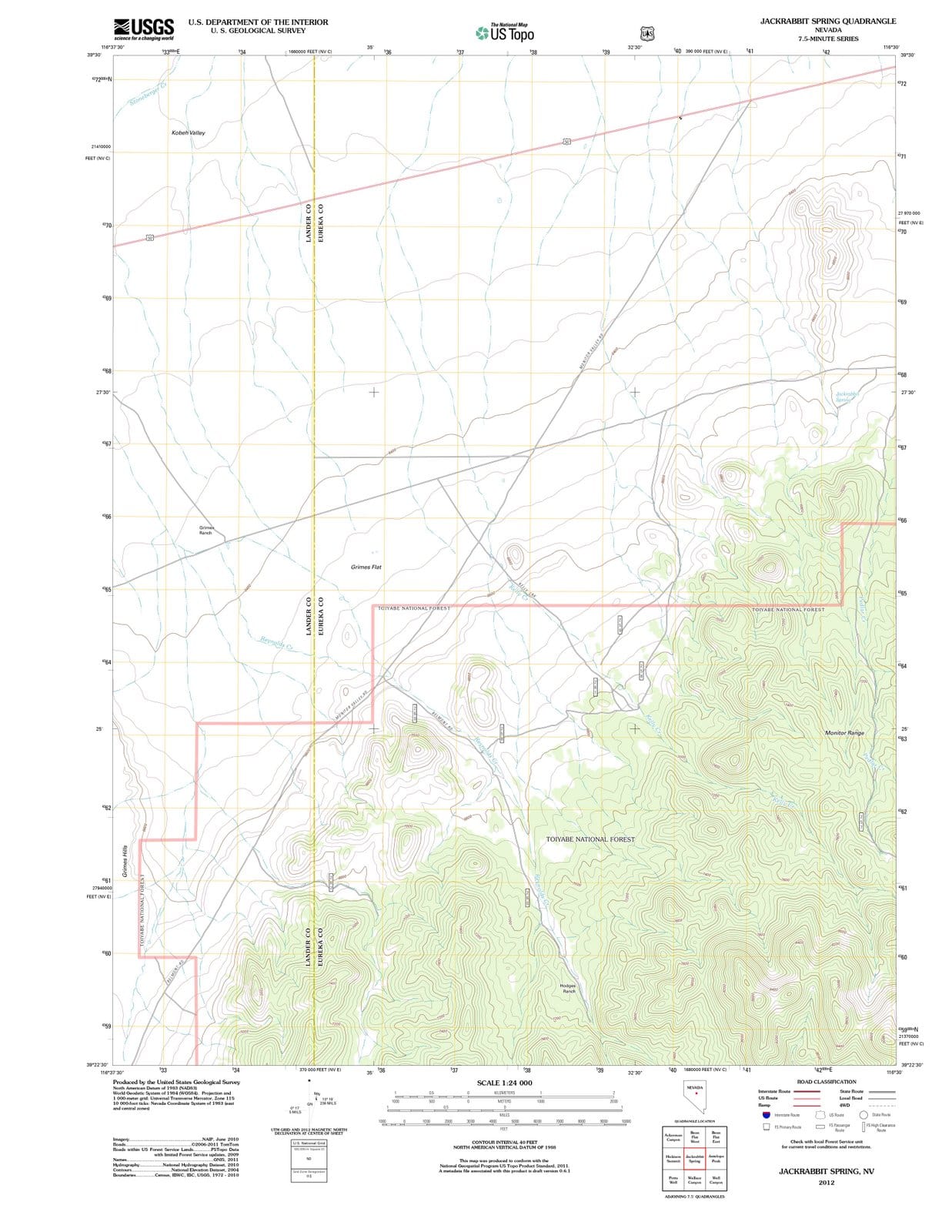 2012 Jackrabbit Spring, NV - Nevada - USGS Topographic Map