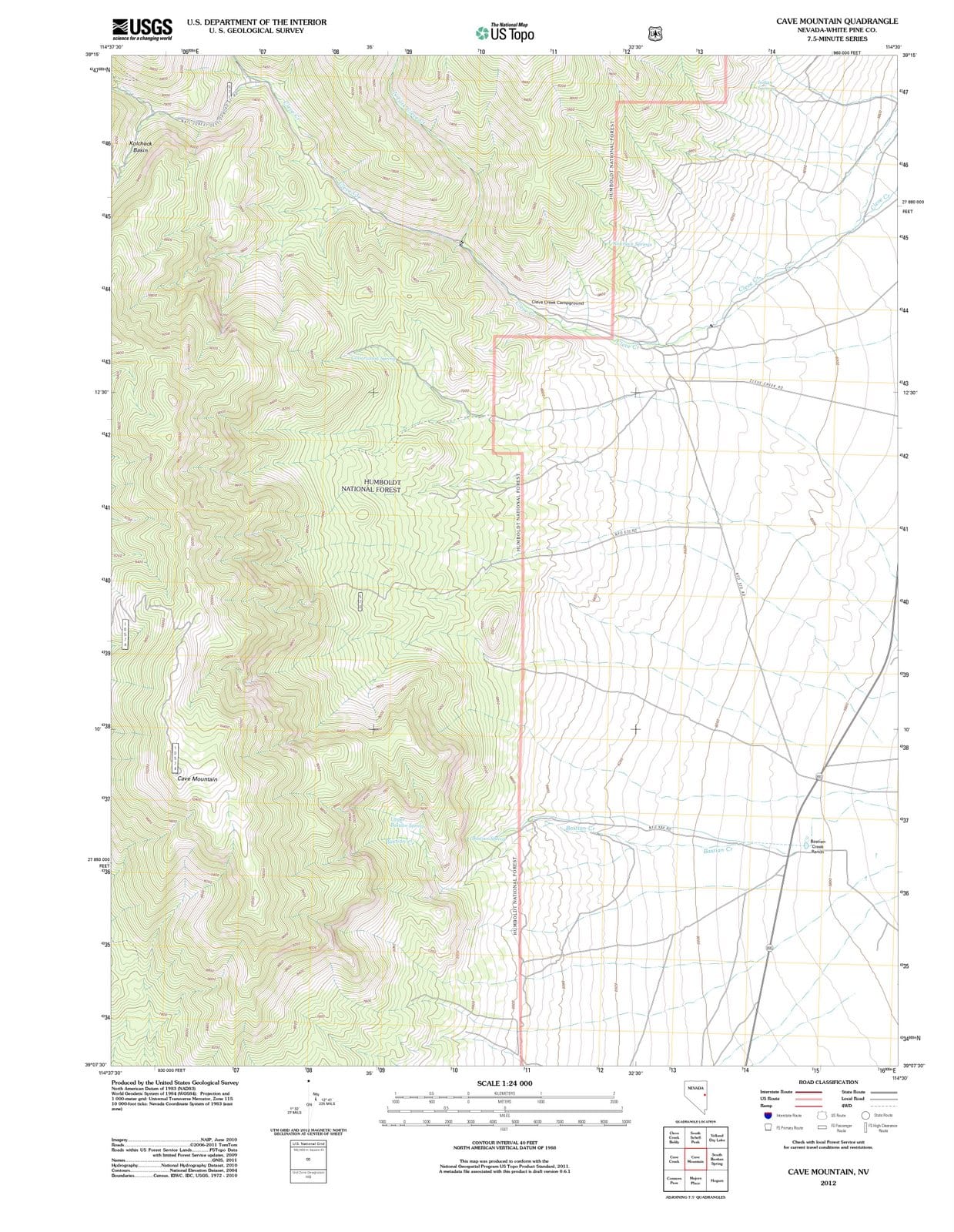 2012 Cave Mountain, NV - Nevada - USGS Topographic Map