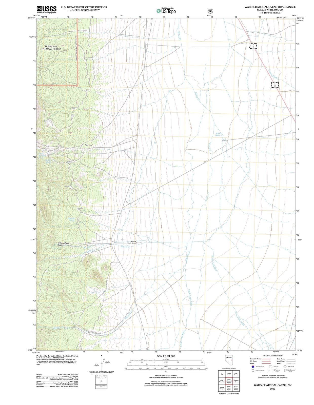 2012 Ward Charcoal Ovens, NV - Nevada - USGS Topographic Map