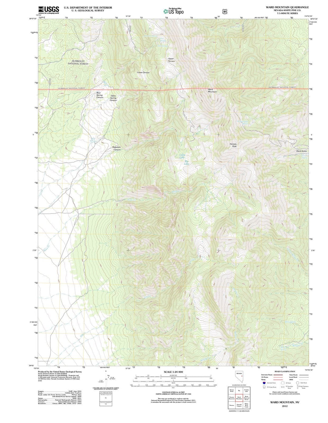 2012 Ward Mountain, NV - Nevada - USGS Topographic Map