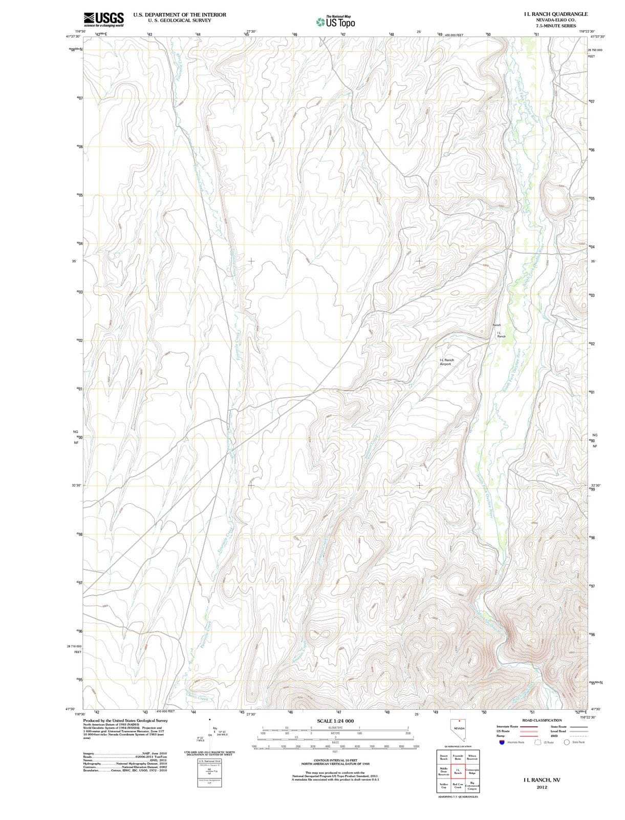 2012 I L Ranch, NV - Nevada - USGS Topographic Map