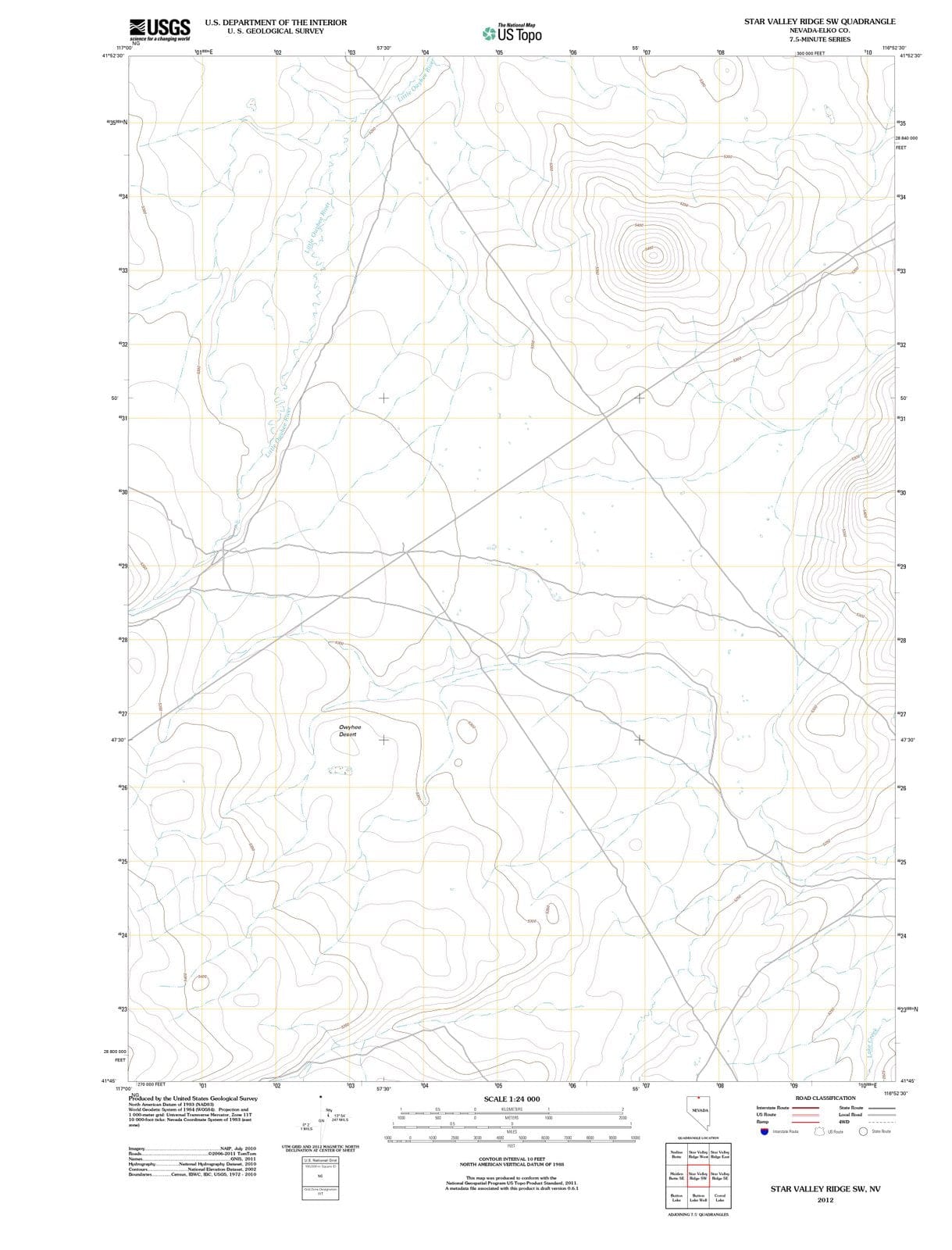 2012 Star Valley Ridge, NV - Nevada - USGS Topographic Map