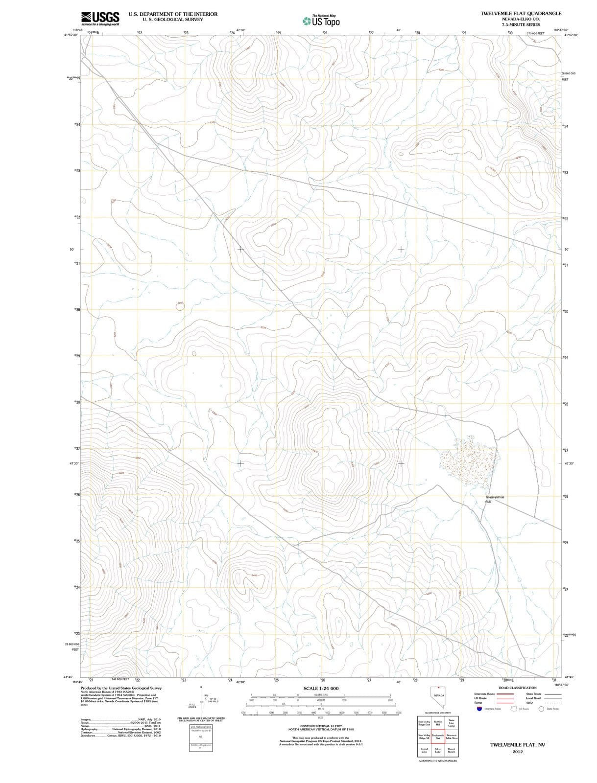 2012 Twelvemile Flat, NV - Nevada - USGS Topographic Map