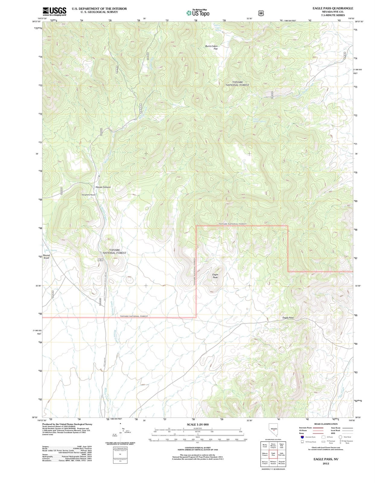 2012 Eagle Pass, NV - Nevada - USGS Topographic Map