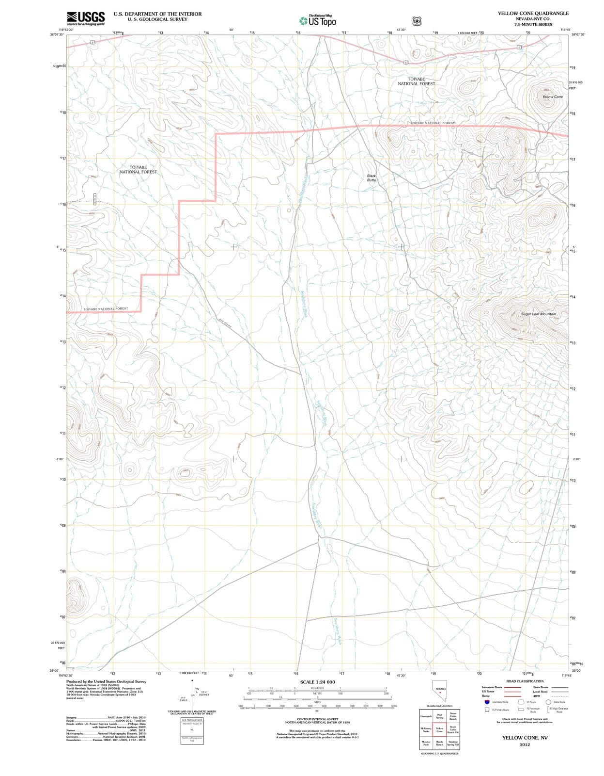2012 Yellow Cone, NV - Nevada - USGS Topographic Map