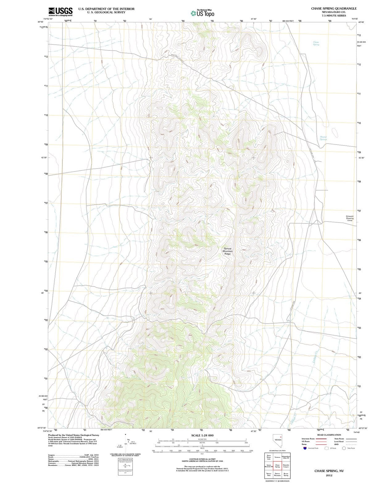 2012 Chase Spring, NV - Nevada - USGS Topographic Map