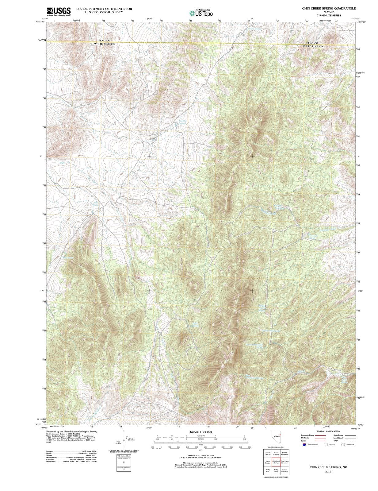 2012 Chin Creek Spring, NV - Nevada - USGS Topographic Map