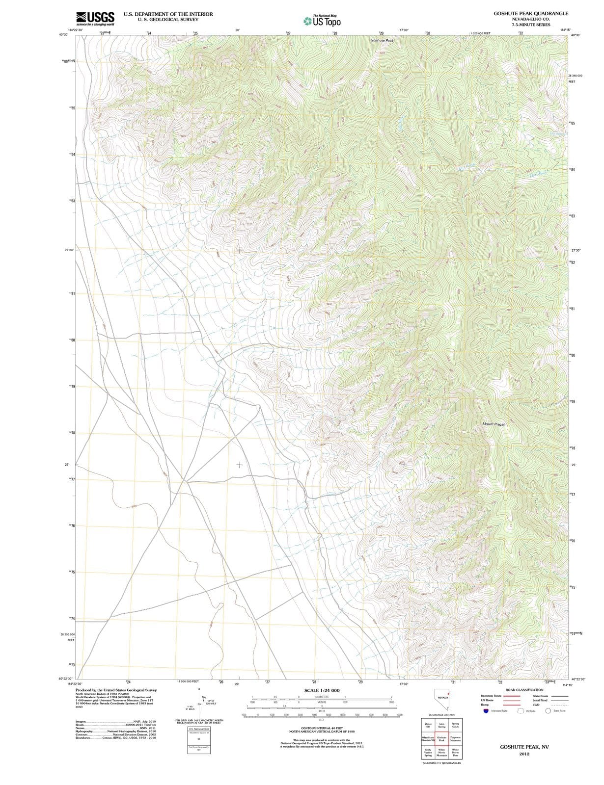 2012 Goshute Peak, NV - Nevada - USGS Topographic Map