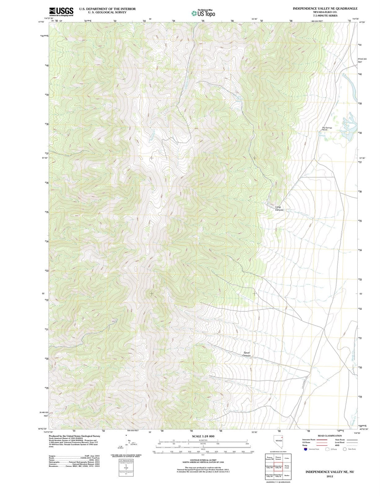 2012 Independence Valley, NV - Nevada - USGS Topographic Map